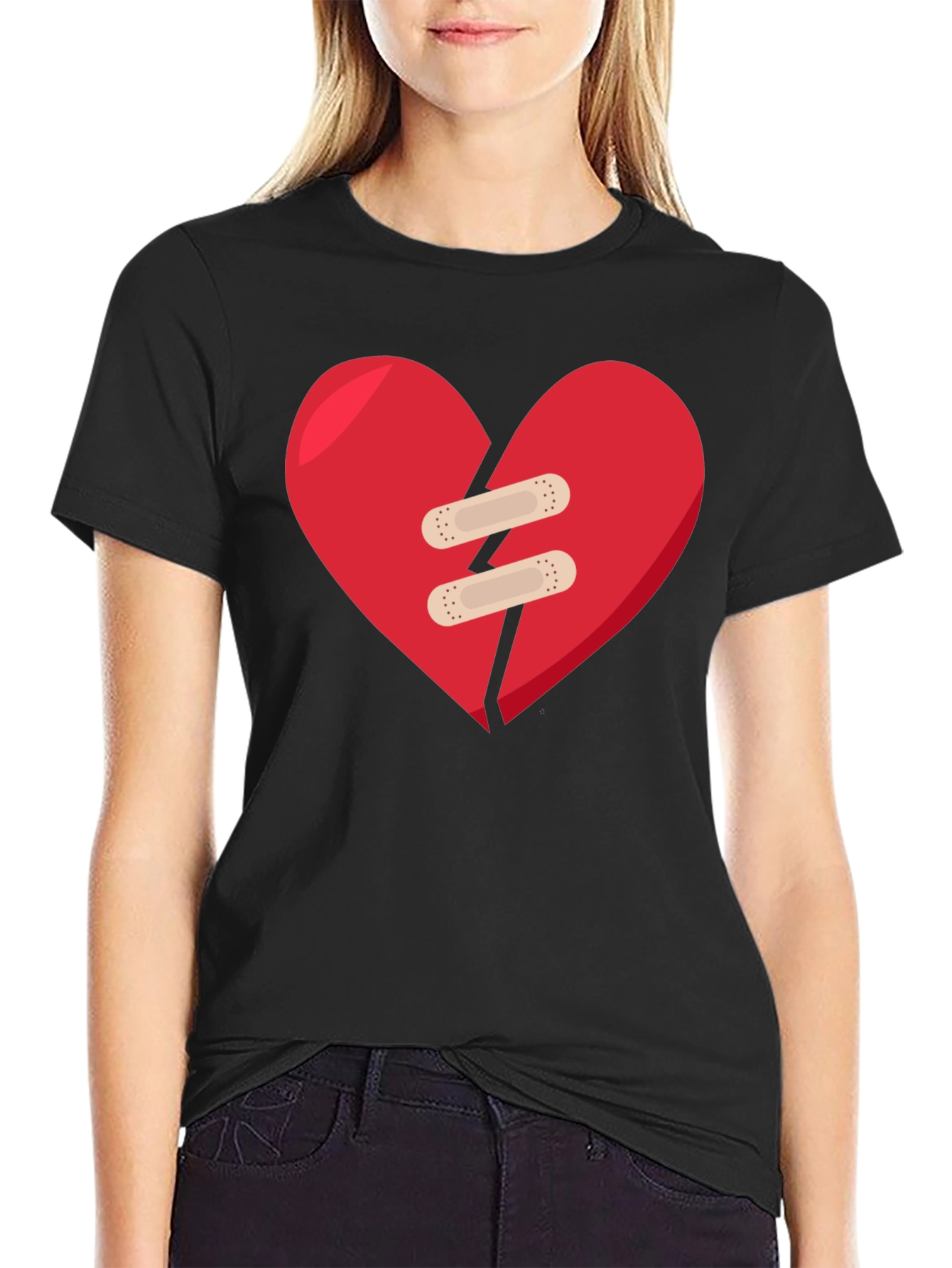 Mended Heart Graphic Black T-Shirt
