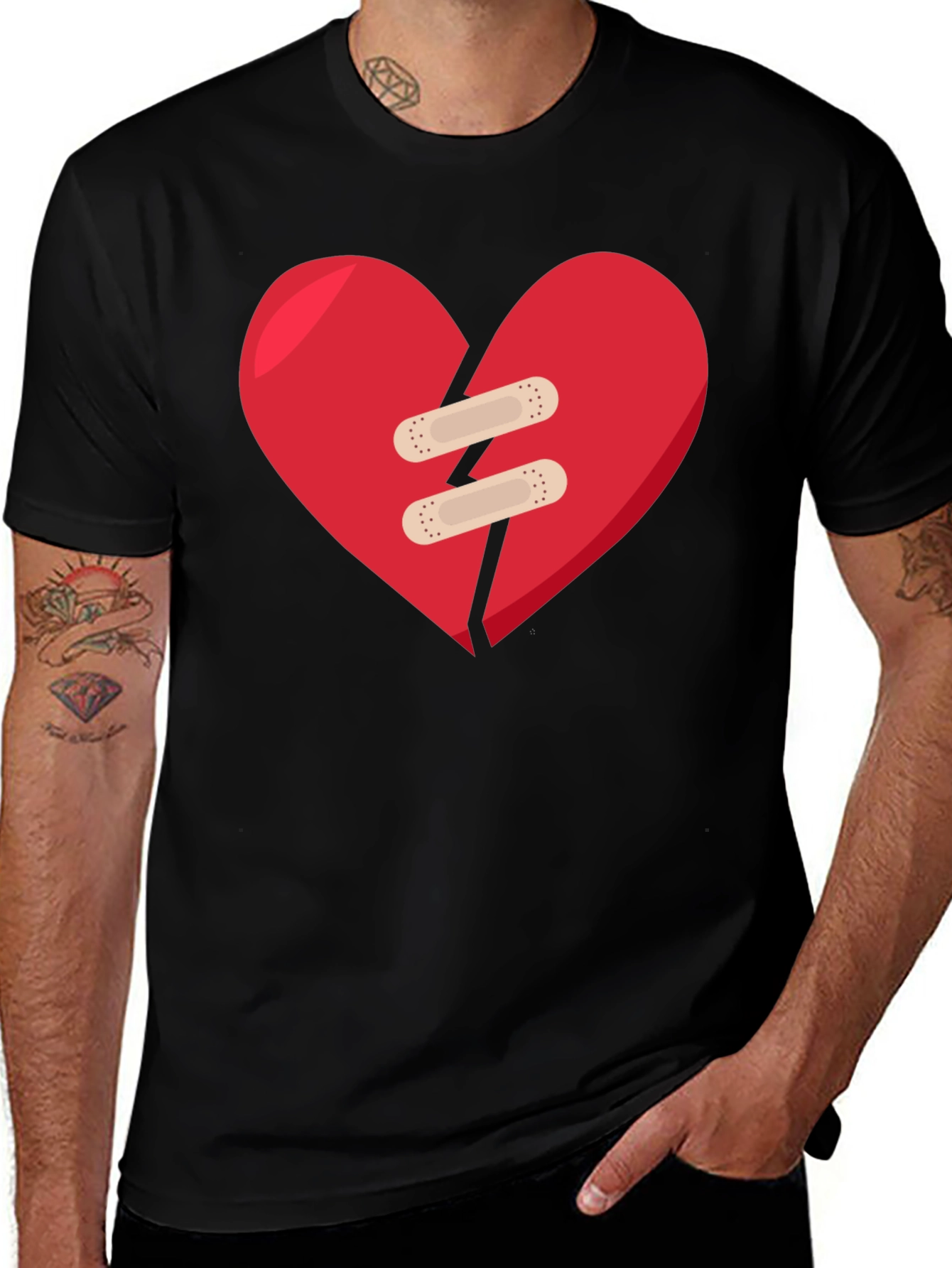 Mended Heart Graphic Black T-Shirt
