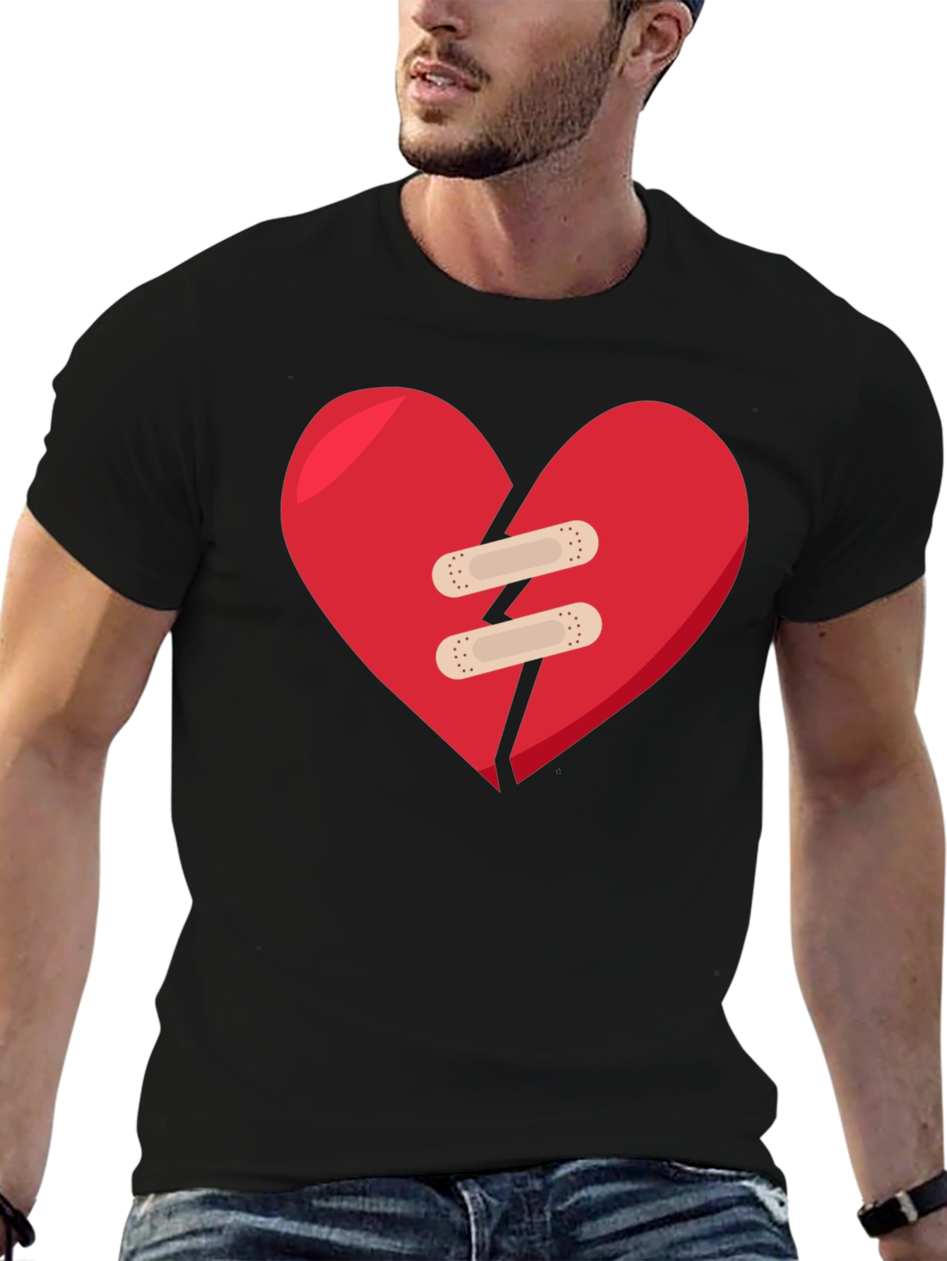 Mended Heart Graphic Black T-Shirt