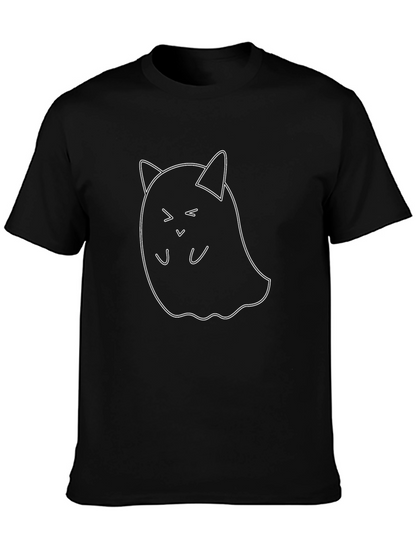 Cute Cat Ghost Black T-Shirt