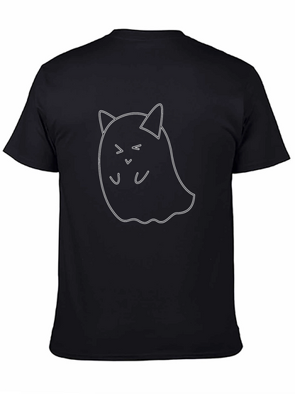 Cute Cat Ghost Black T-Shirt
