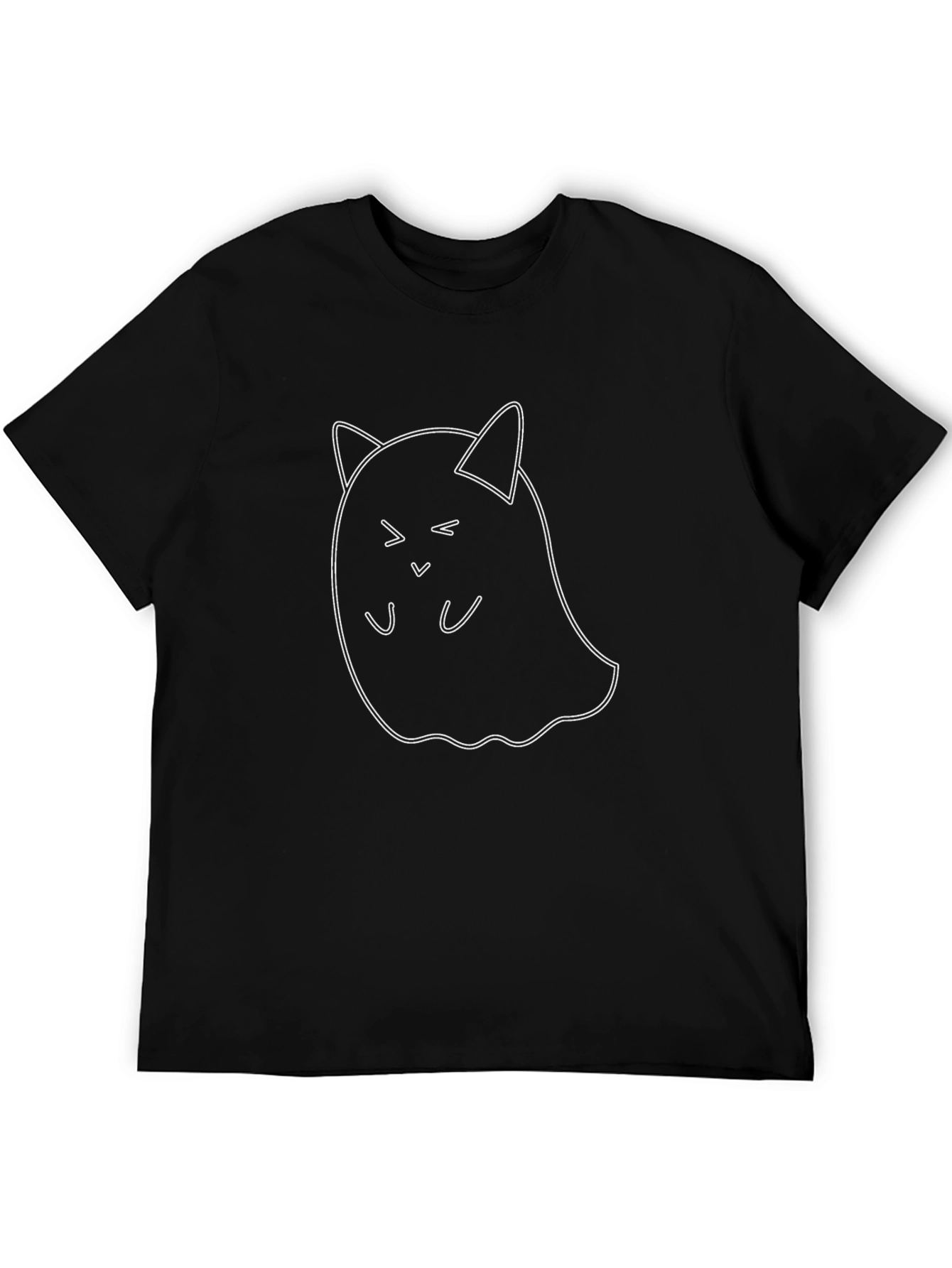 Cute Cat Ghost Black T-Shirt