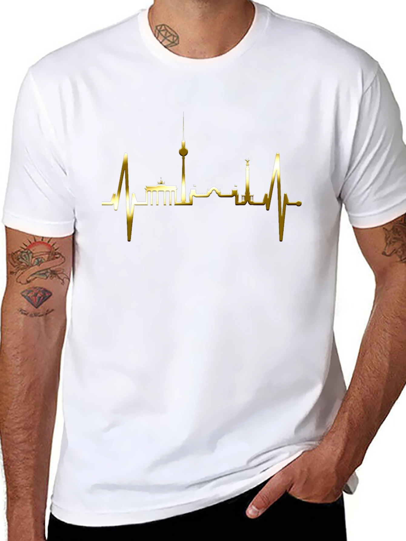 Berlin Skyline Heartbeat T-Shirt - Black