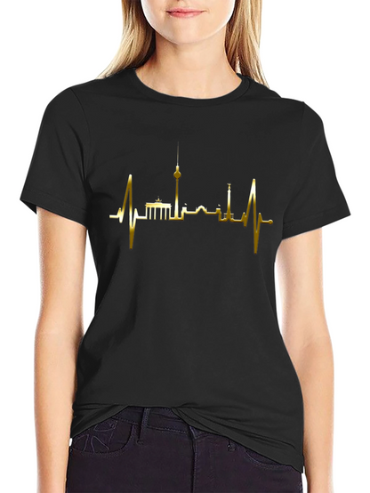 Berlin Skyline Heartbeat T-Shirt - Black