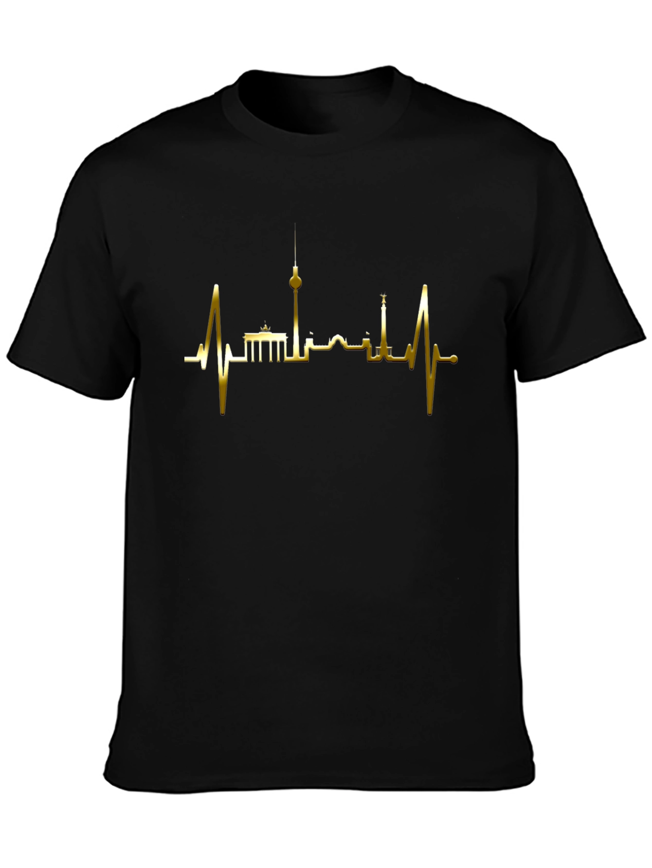Berlin Skyline Heartbeat T-Shirt - Black