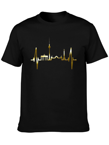 Berlin Skyline Heartbeat T-Shirt - Black