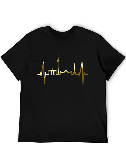 Berlin Skyline Heartbeat T-Shirt - Black