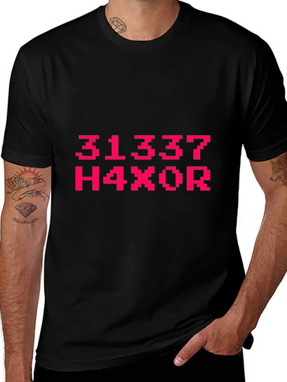 Leetspeak H4X0R Graphic Tee - Black