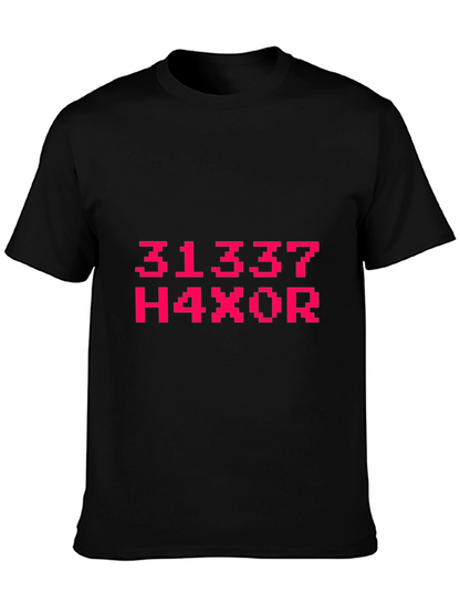 Leetspeak H4X0R Graphic Tee - Black