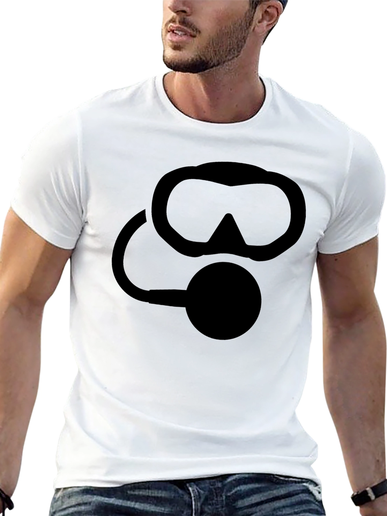 Scuba Diver Mask Graphic T-Shirt - Black