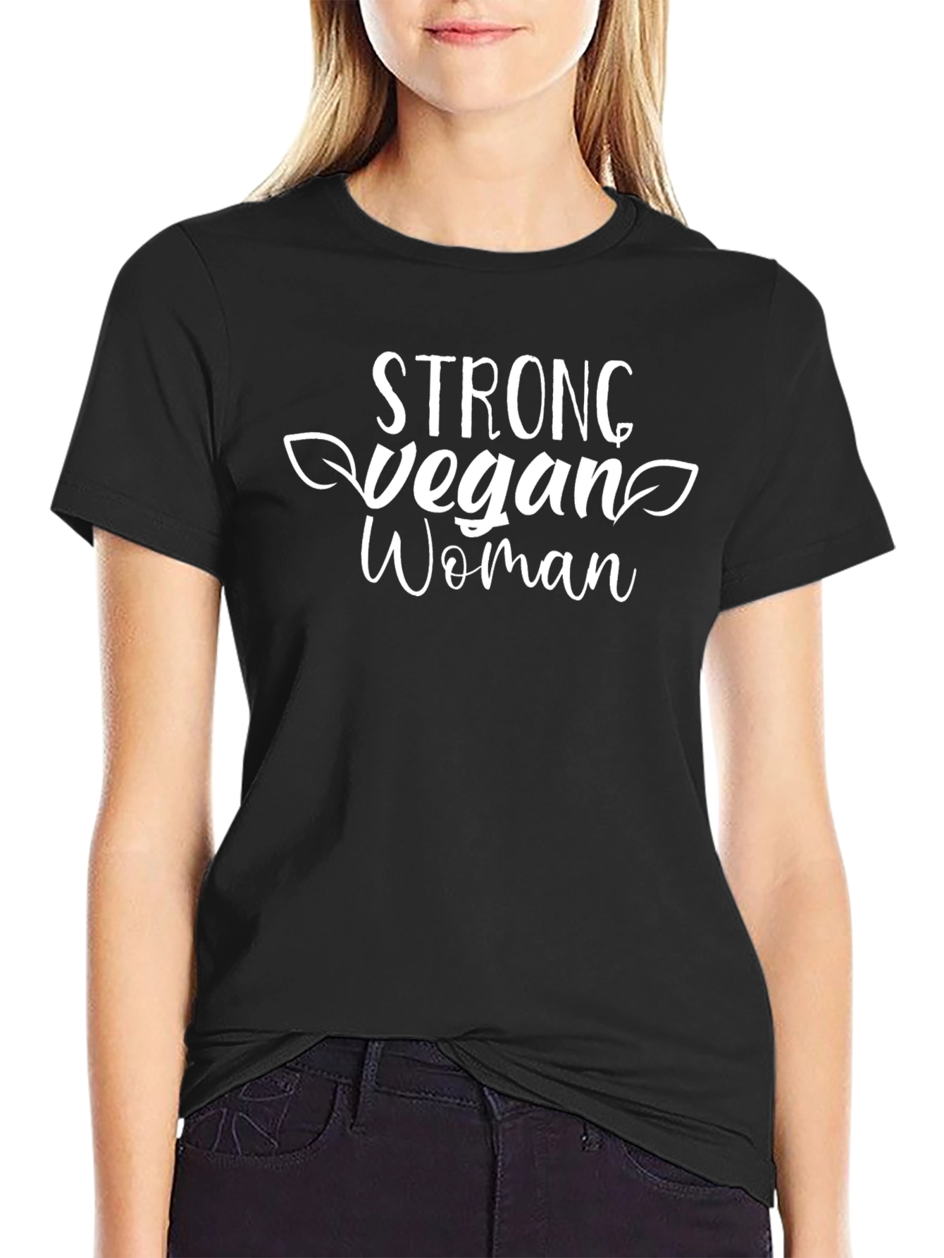 Strong Vegan Woman Black T-Shirt