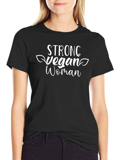 Strong Vegan Woman Black T-Shirt
