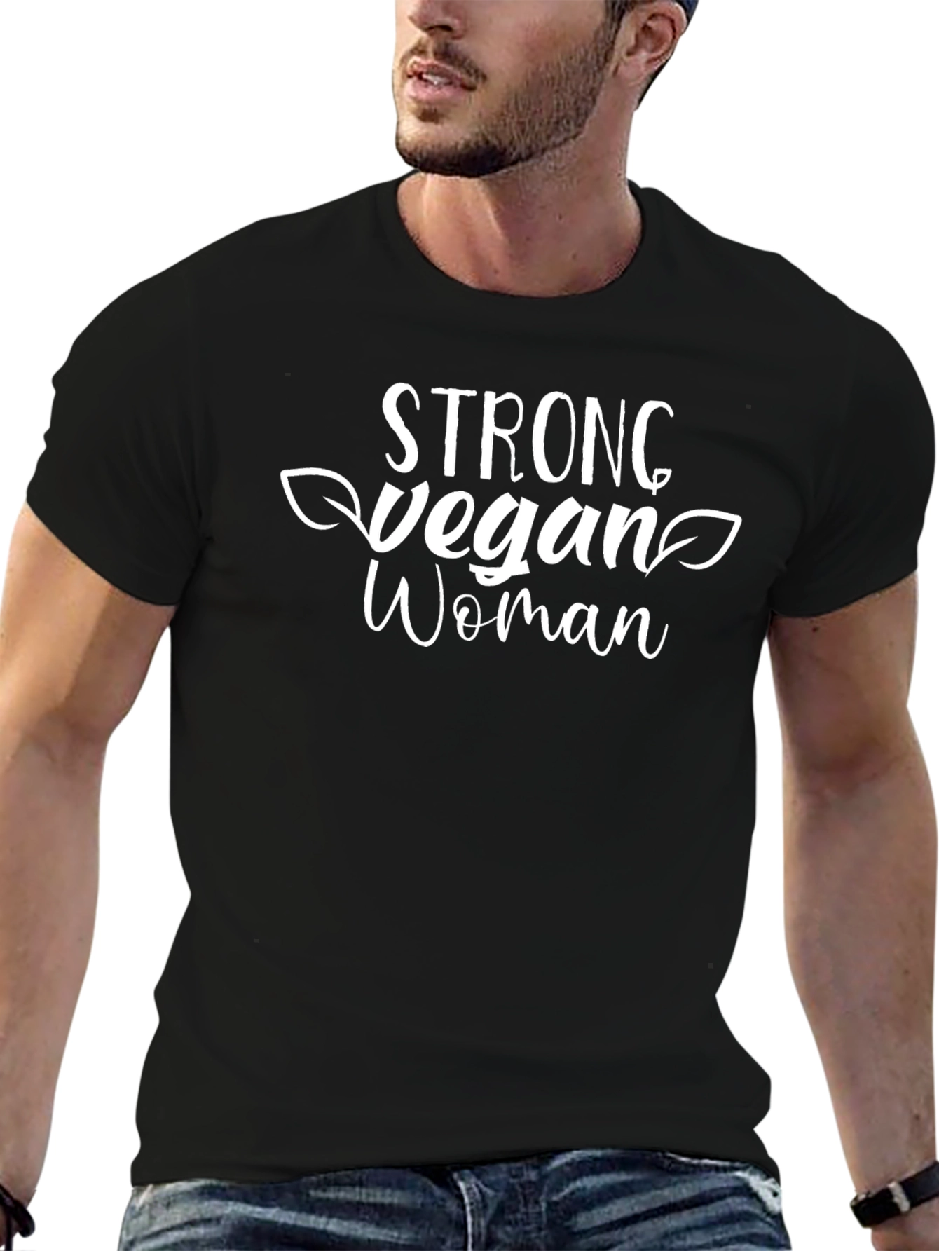 Strong Vegan Woman Black T-Shirt
