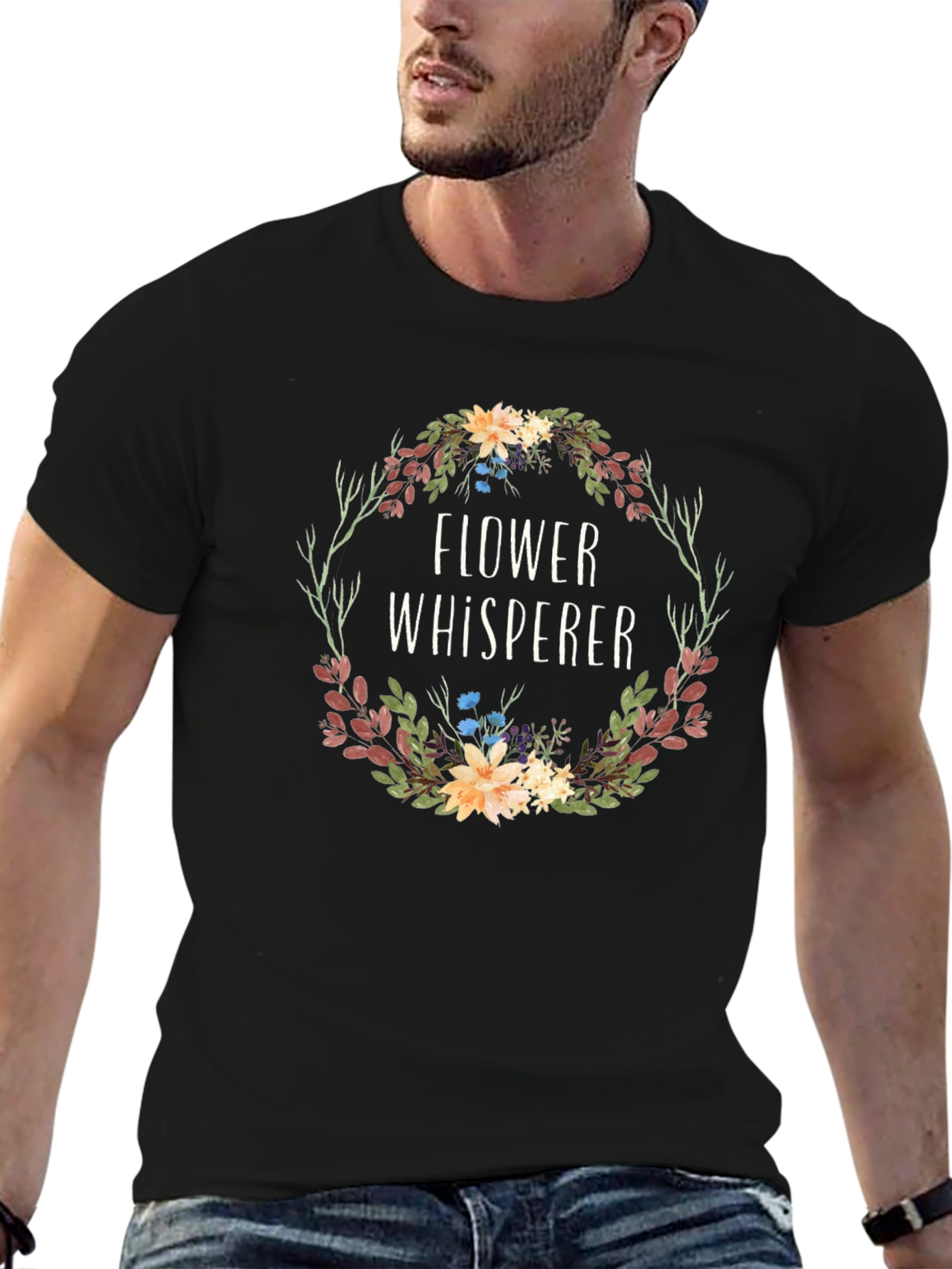 Flower Whisperer Graphic Tee - Botanical Wreath Design