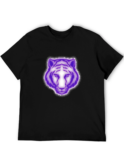 Purple Tiger Graphic Black T-Shirt