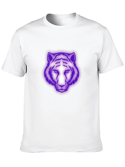 Purple Tiger Graphic Black T-Shirt