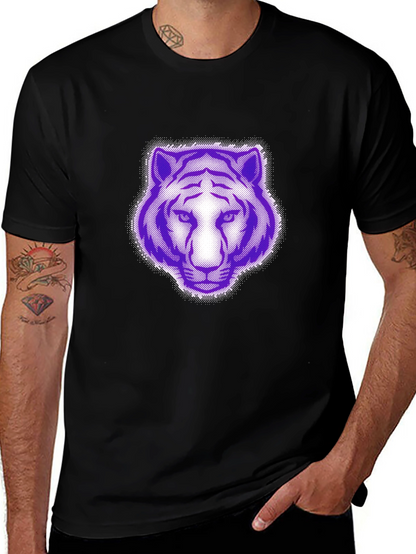 Purple Tiger Graphic Black T-Shirt