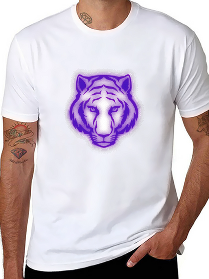 Purple Tiger Graphic Black T-Shirt