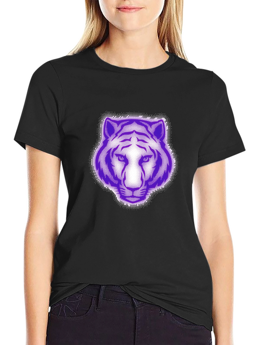 Purple Tiger Graphic Black T-Shirt