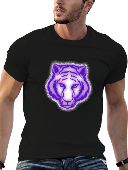 Purple Tiger Graphic Black T-Shirt