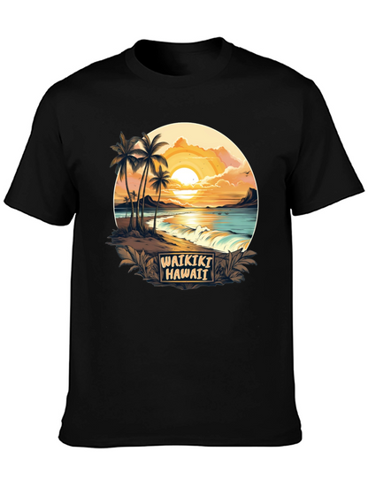 Waikiki Hawaii Graphic T-Shirt - Island Sunset Tee