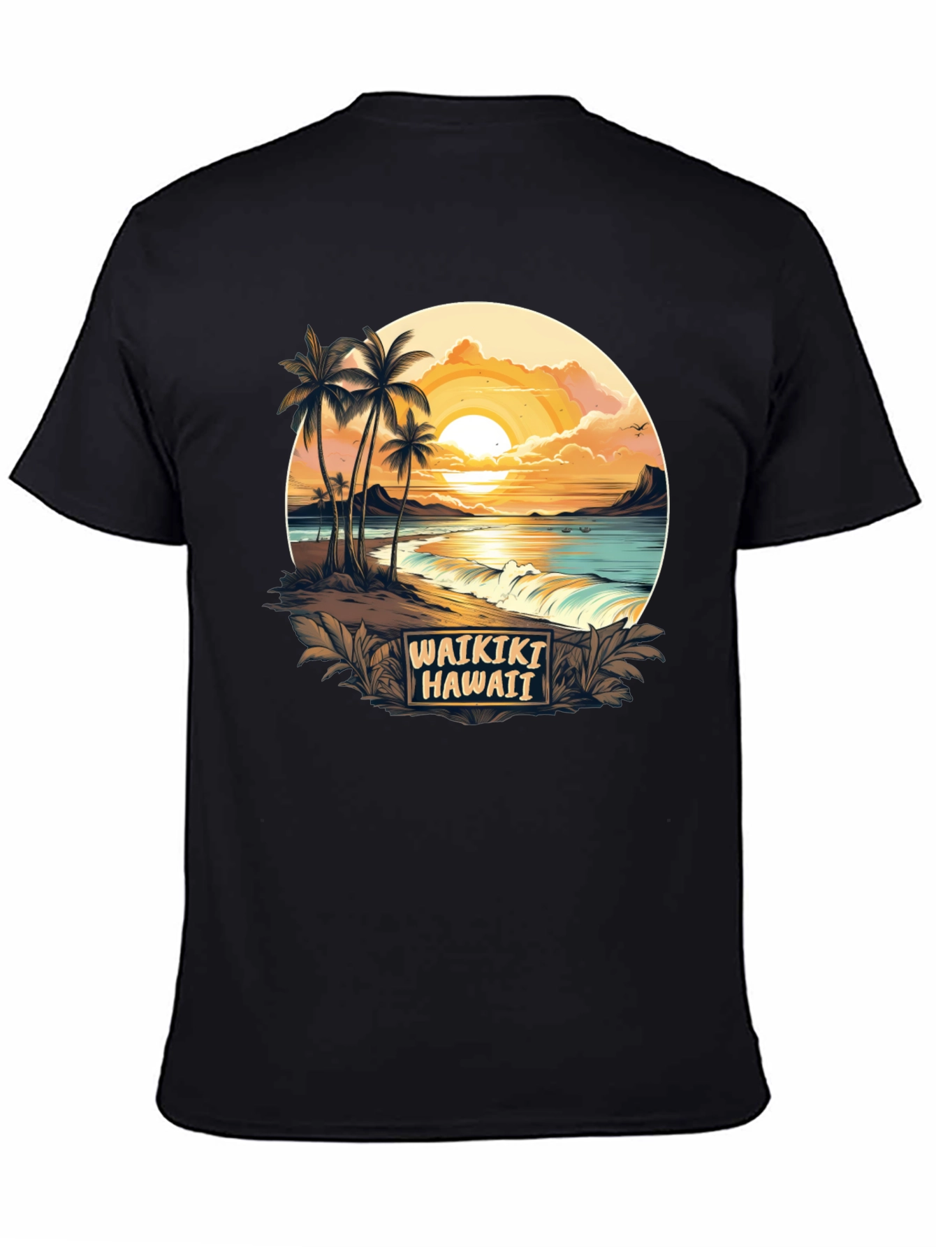 Waikiki Hawaii Graphic T-Shirt - Island Sunset Tee