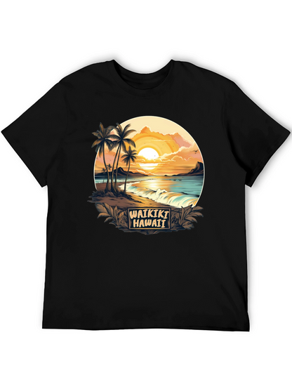 Waikiki Hawaii Graphic T-Shirt - Island Sunset Tee