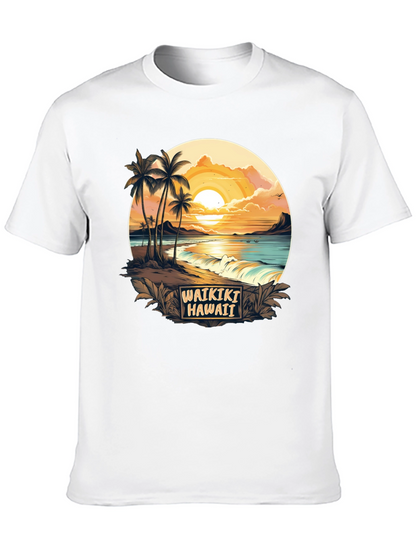 Waikiki Hawaii Graphic T-Shirt - Island Sunset Tee
