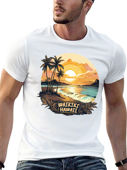 Waikiki Hawaii Graphic T-Shirt - Island Sunset Tee