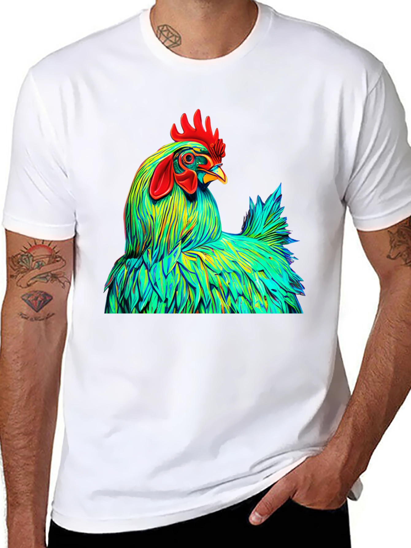 Vibrant Rooster Graphic Tee - Bold Style