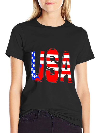 USA Graphic Print Black T-Shirt