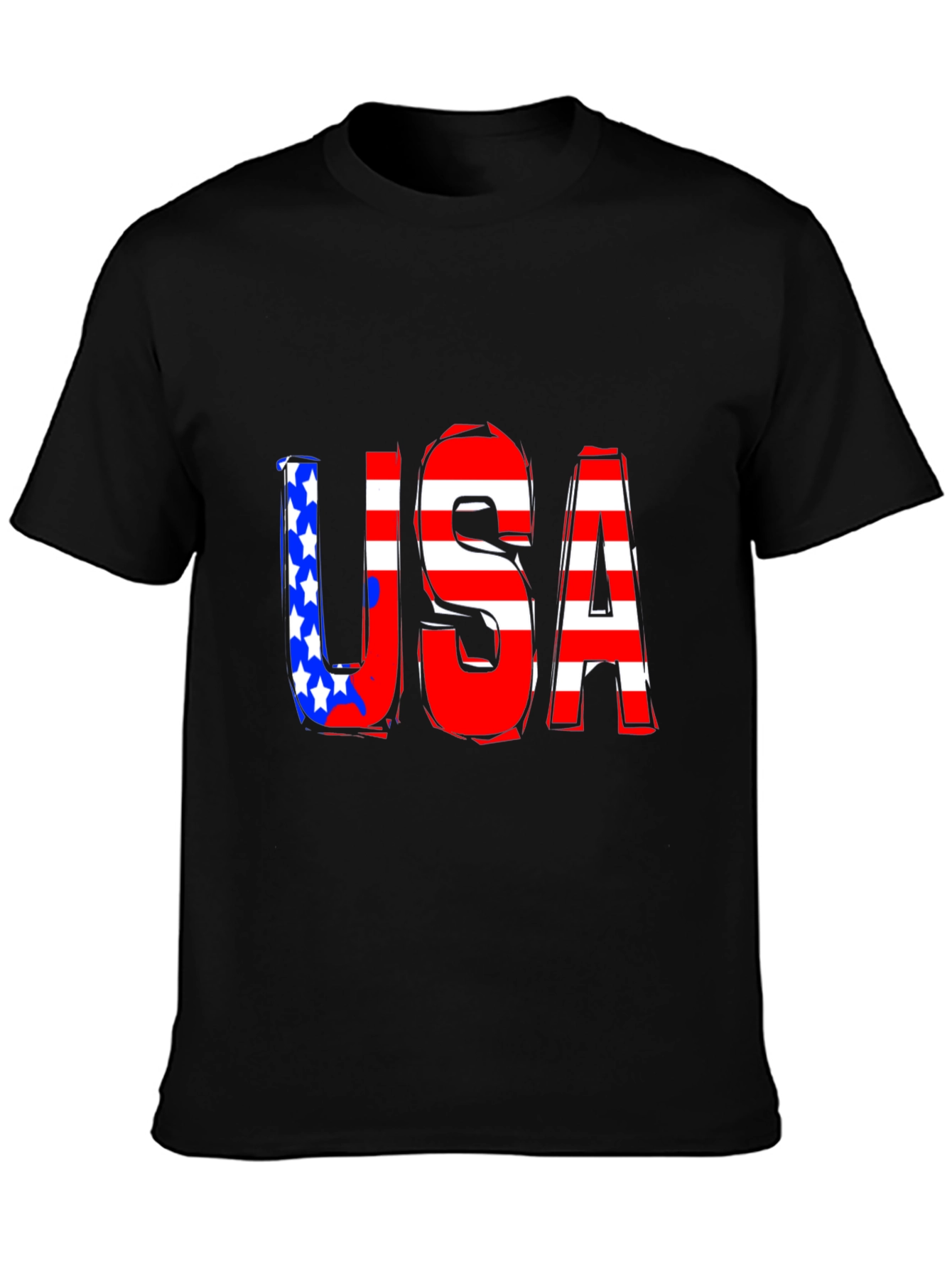 USA Graphic Print Black T-Shirt