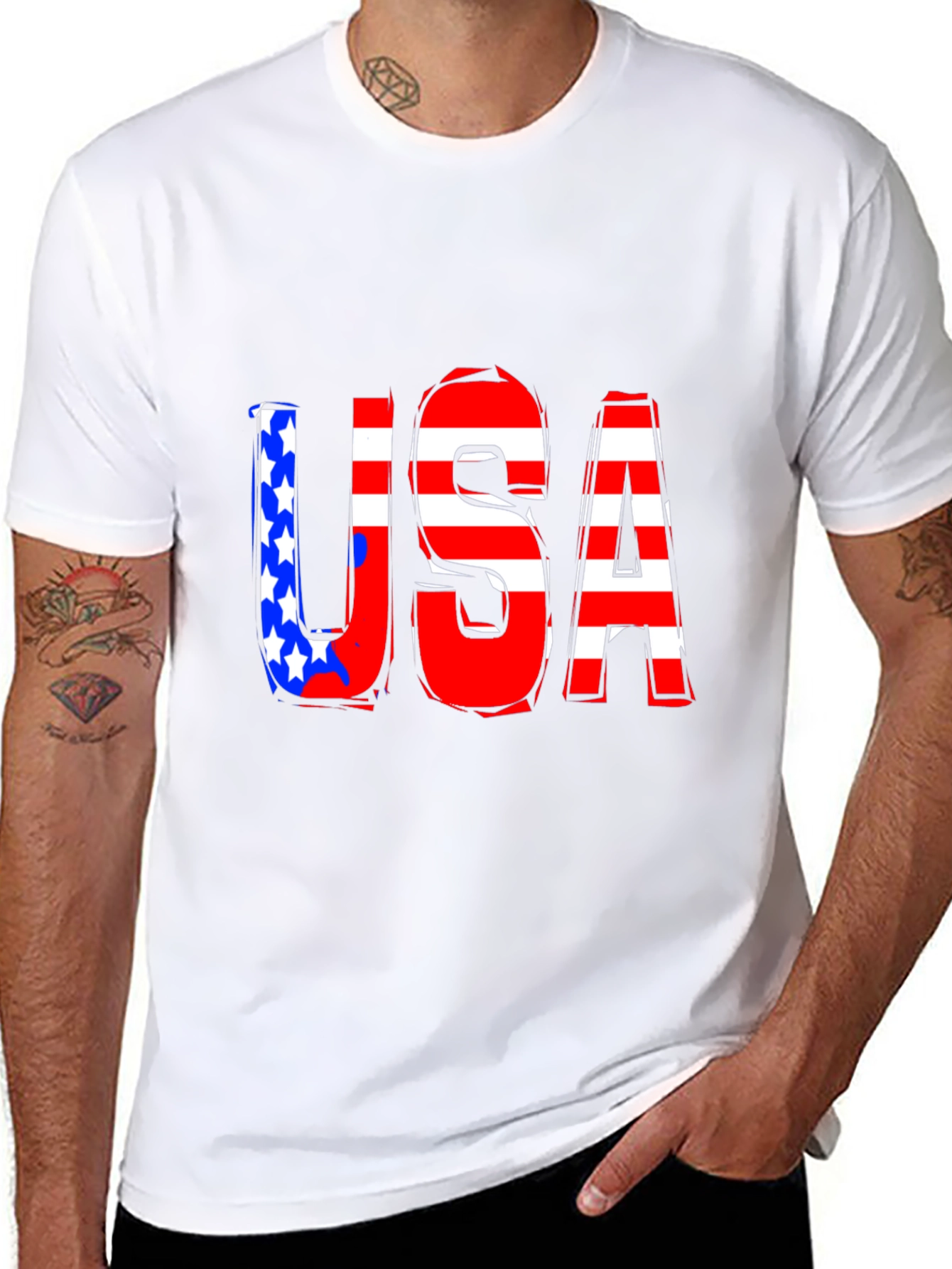 USA Graphic Print Black T-Shirt