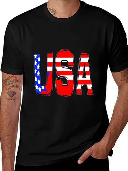 USA Graphic Print Black T-Shirt