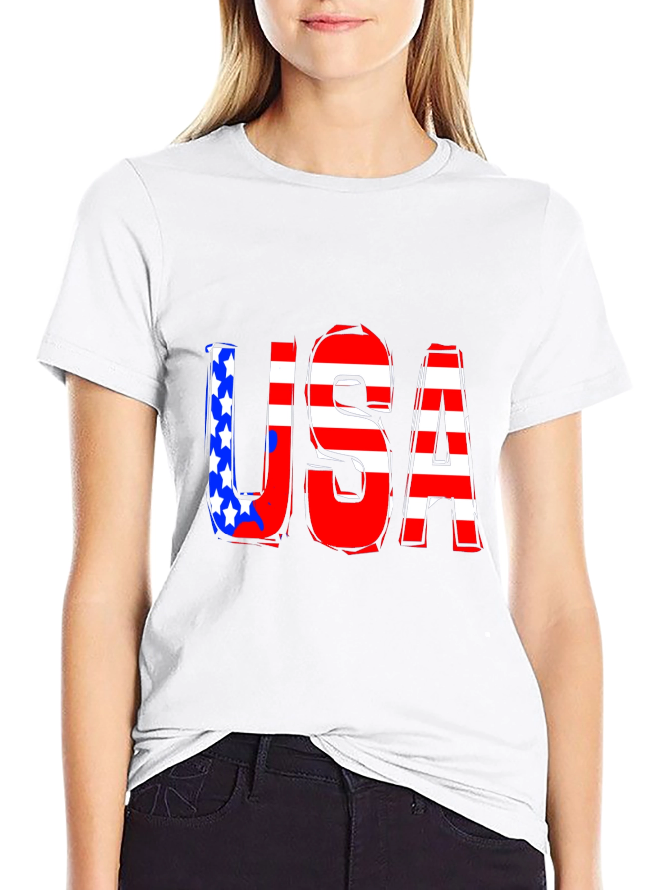 USA Graphic Print Black T-Shirt