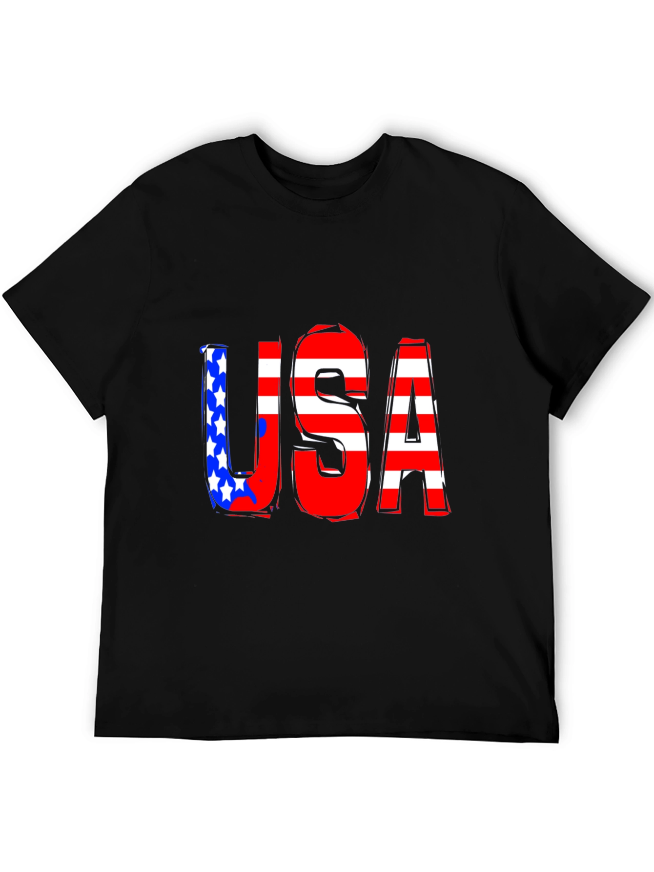 USA Graphic Print Black T-Shirt