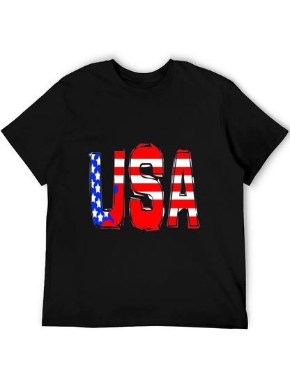 USA Graphic Print Black T-Shirt