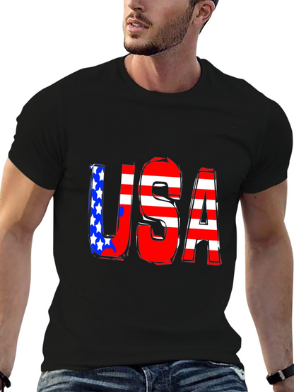 USA Graphic Print Black T-Shirt