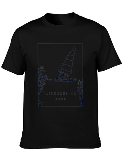 Windsurfer Graphic Tee - Black Cotton T-Shirt