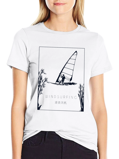 Windsurfer Graphic Tee - Black Cotton T-Shirt
