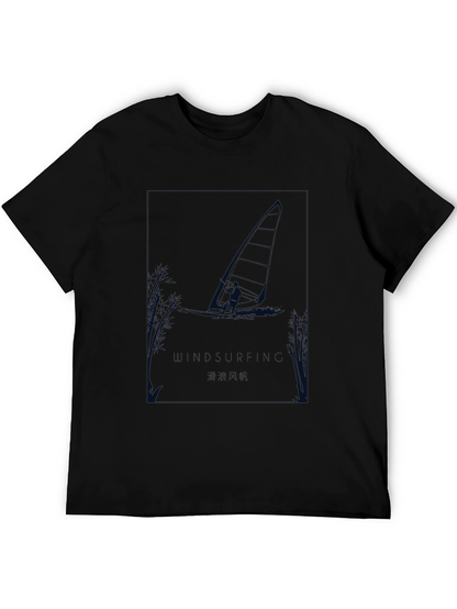 Windsurfer Graphic Tee - Black Cotton T-Shirt