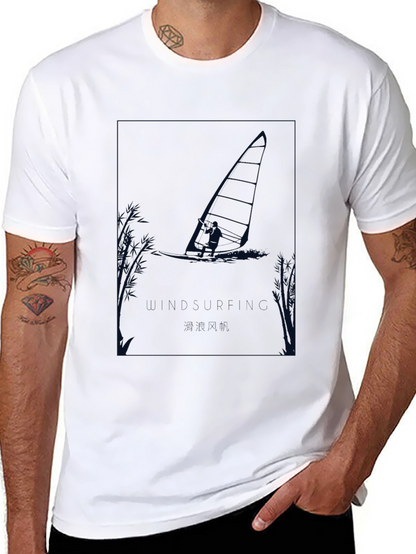 Windsurfer Graphic Tee - Black Cotton T-Shirt