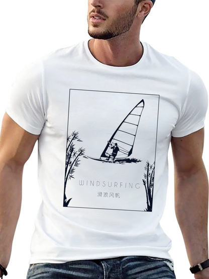 Windsurfer Graphic Tee - Black Cotton T-Shirt