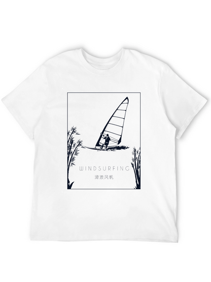 Windsurfer Graphic Tee - Black Cotton T-Shirt