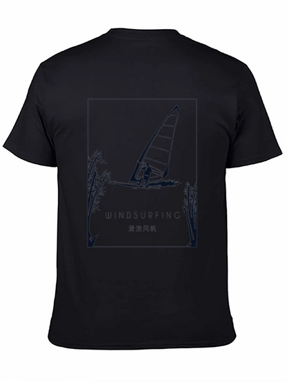Windsurfer Graphic Tee - Black Cotton T-Shirt