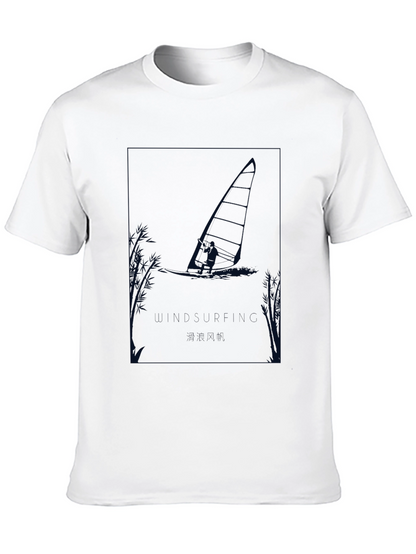 Windsurfer Graphic Tee - Black Cotton T-Shirt