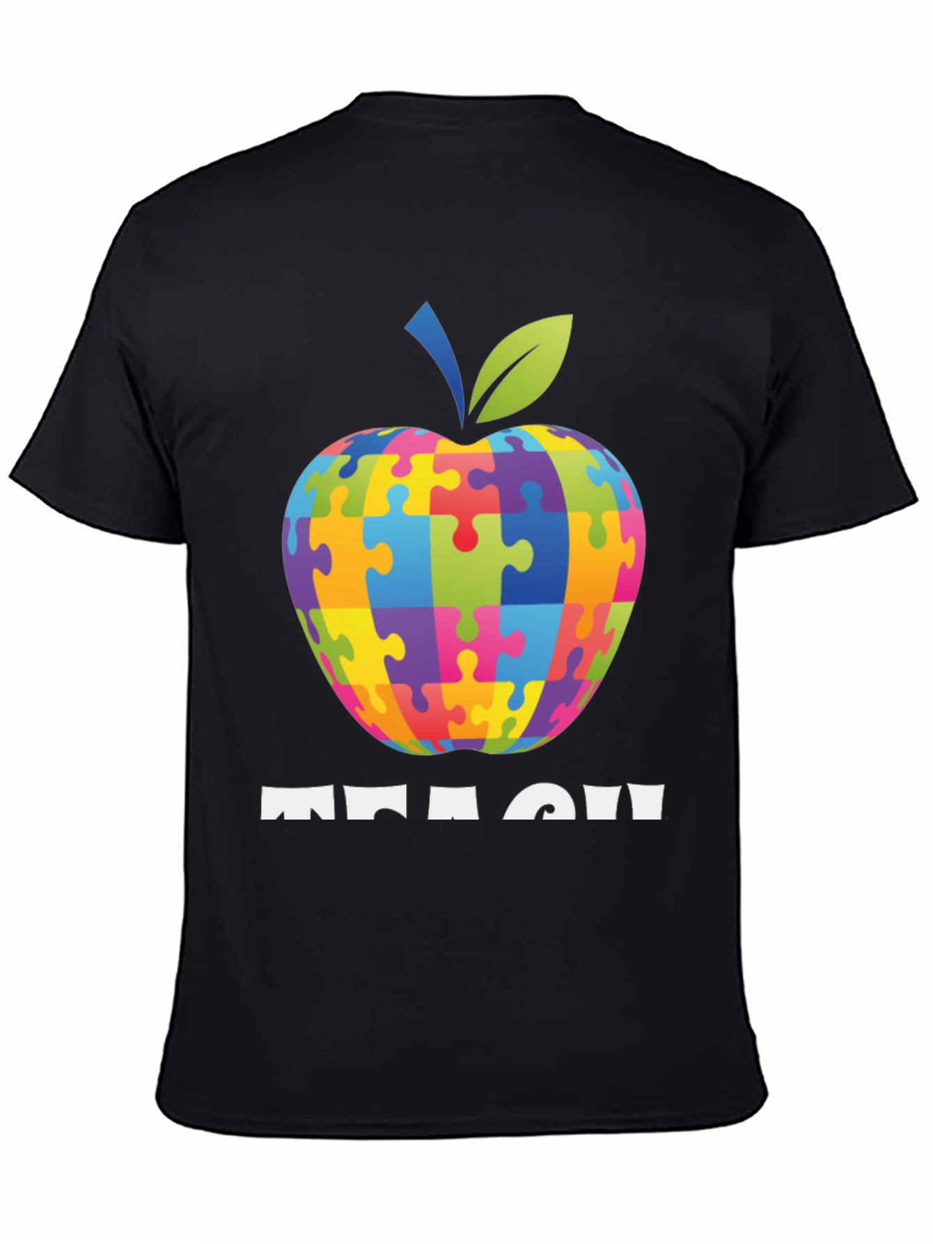 Autism Awareness Teacher T-Shirt: Apple Puzzle Design
