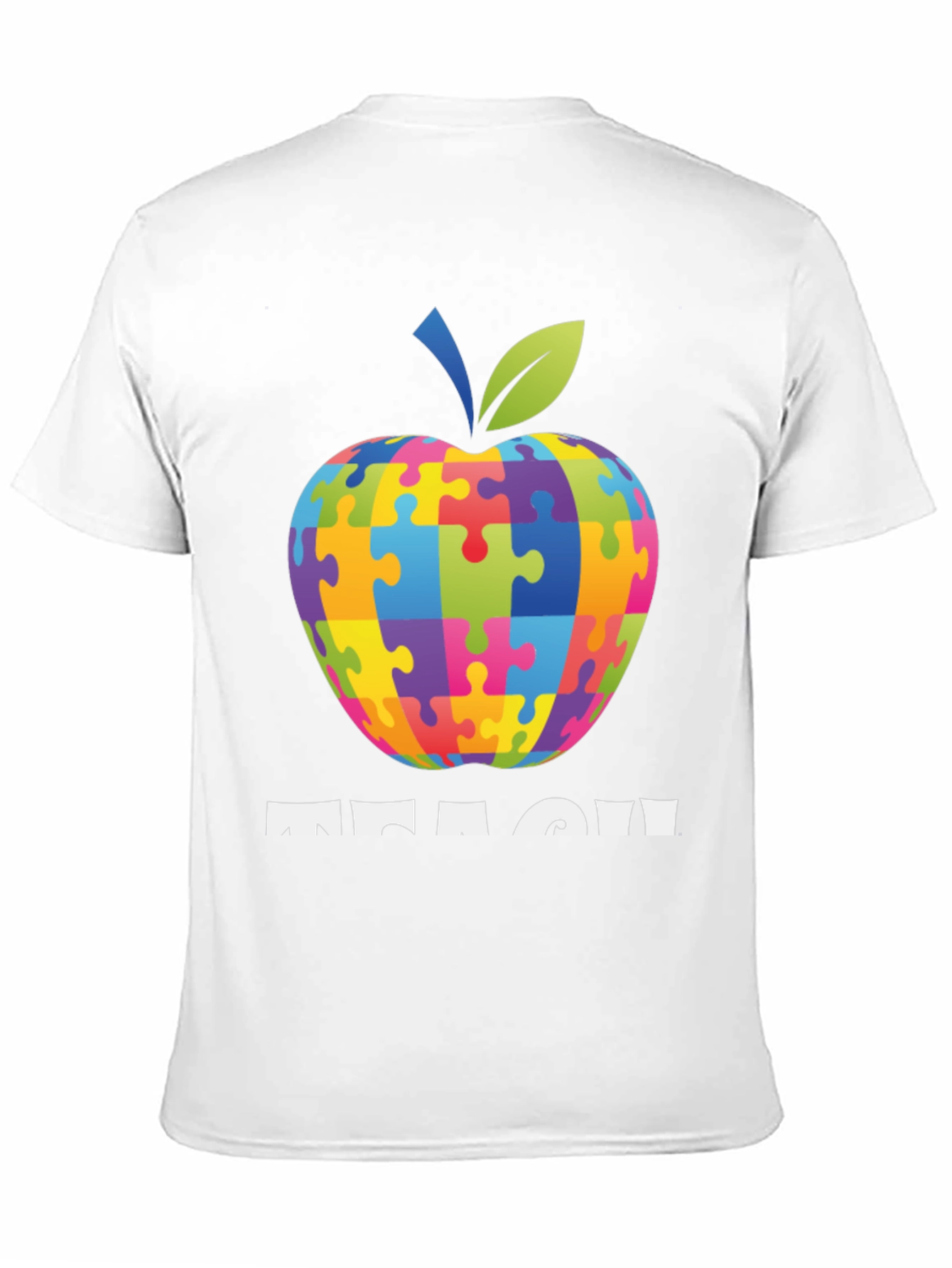 Autism Awareness Teacher T-Shirt: Apple Puzzle Design