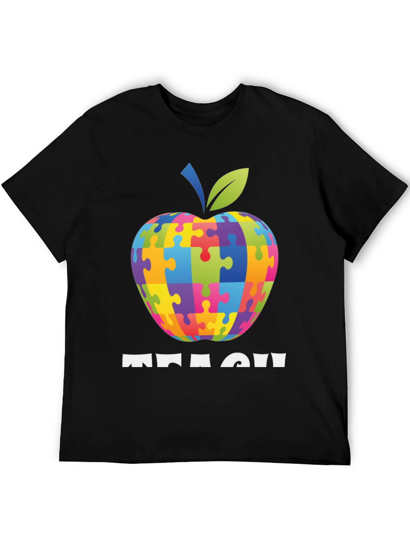 Autism Awareness Teacher T-Shirt: Apple Puzzle Design