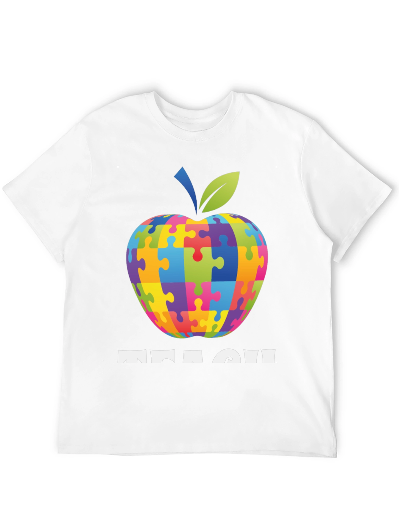 Autism Awareness Teacher T-Shirt: Apple Puzzle Design